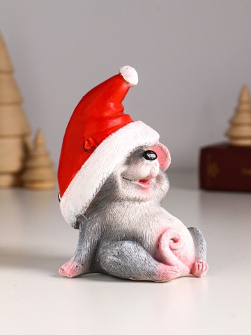 3 шт. Фигурка полистоун 'Мышонок новогодний', 11x7.5x8.5 см