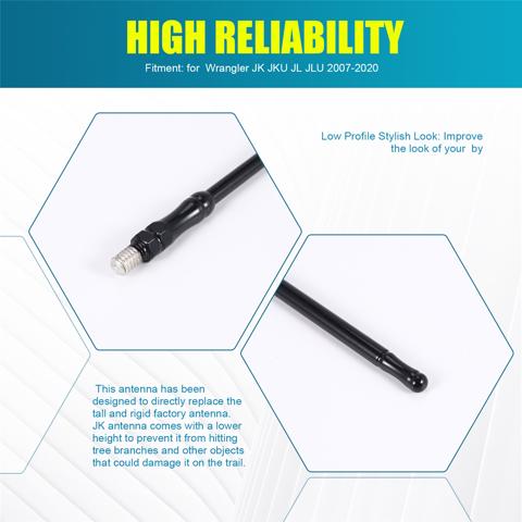 Радиоантенна для Wrangler Гибкая металлическая автомобильная радиоантенна для Jeep Wrangler JK JKU JL JLU 2007-2020 (13 дюймов)