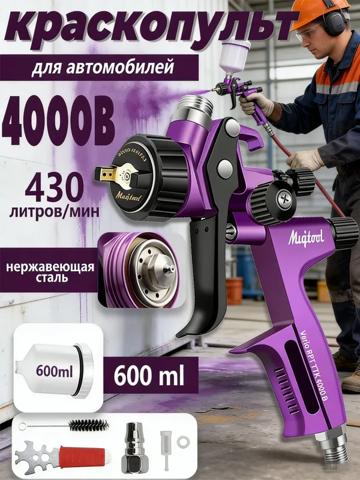 Краскопульт пневматический для компрессора для покраски авто 4000B 1.3 RP (HVLP)