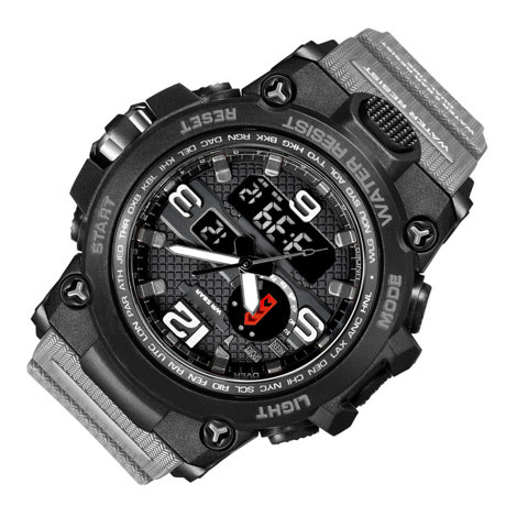 SMAEL 1545 Модные спортивные мужские наручные часы Многофункциональные кварцевые цифровые электронные часы с водонепроницаемостью 50 м / Luminou