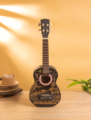 Сувенирный музыкальный инструмент Укулеле 'Дельфины', 58 см, махагон, дерево