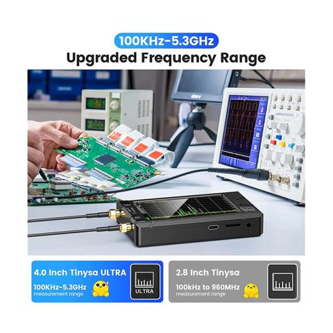 Ультра 4-дюймовый анализатор спектра Handheld TINY SA Frequency Analyzer 100 кГц-5,3 ГГц с добавлением сетевого тестера на 32 ГБ карты