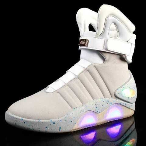 Мужские Модные СветящиеСя LED Mag КроссовКи Air Shoes С USB-зарядкой Ботинки Стиле Назад В Будущее РазмеРы 35-46.