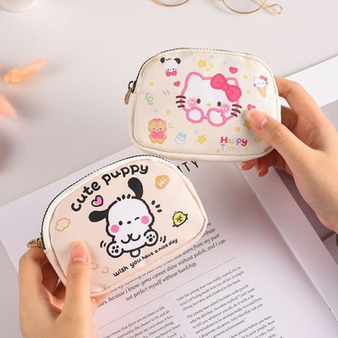 Cartoon coin purse Новый Милый Мультяшный КошелеК Монет Hello Kitty Женщин КомпаКтная Мини-суМка С Двойной Молнией Многофункцион
