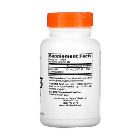 Vitamin D3, 125 mcg (5,000 IU), 360 Softgels