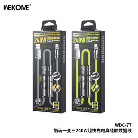 Кабель Быстрой Зарядки WEKOME 240W Механический Силиконовый 3-в-1 Для Мобильных Телефонов