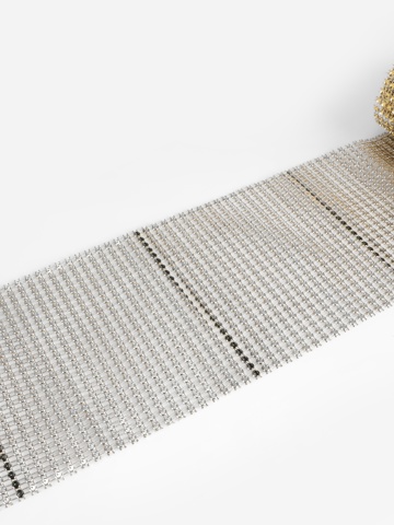 3 шт. Лента с имитацией страз, 12 см, 9±1 м, цвет золотой