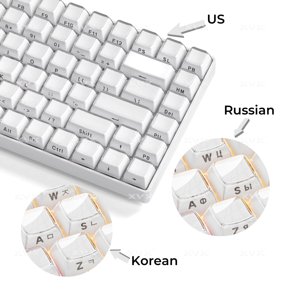 XVX Jelly Round Side Keycaps Ice Crystal Translucent White OEM