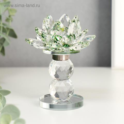 3 шт. Фигурка стекло 'Лотос на пьедестале', вращается, зелёный, 10.5x8.5x8.5 см