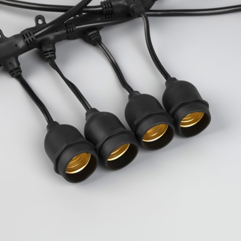 Гирлянда 'Ретро белт-лайт' 10 м, IP54, УМС, тёмная нить, шаг 100 см, Е27 (без ламп), 220 В