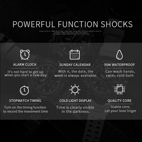 SMAEL 1545 Модные спортивные мужские наручные часы Многофункциональные кварцевые цифровые электронные часы с водонепроницаемостью 50 м / Luminou