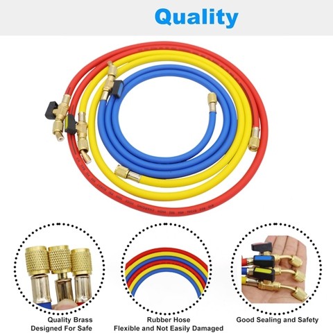 Шланги для заправки кондиционера хладагентом длиной 1,6 М с шаровыми кранами HVAC 1/4 дюйма по Стандарту SAE Подходят Для Заправки Хладагента R134A R12 И Кондиционирования Воздуха