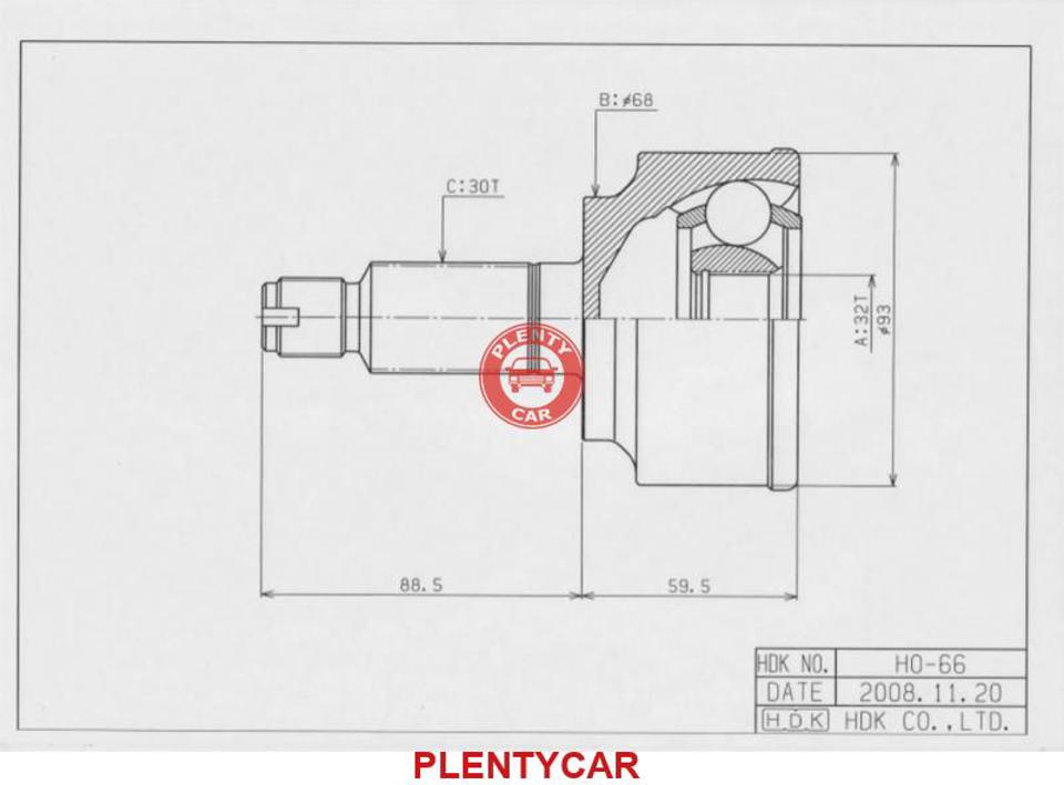 Шрус (Спереди/ Наруж) Honda Accord 08-13 / Civic 05-12
