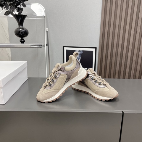 Brunello Cucinelli Новые женские кроссовки 2026 Спортивные повседневные оригинальная кожа замша комфорт на каждый день