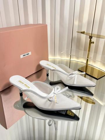 Туфли Miu Miu 2026 весна-лето дышащая сетка бант остроносые на каблуке-котенок 5см элегантные модные трендовые