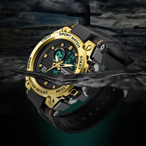 Часы наручные электронные, d5.3 см, будильник, календарь, подсветка, ремешок силикон, золотистые