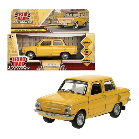 2 шт. Машинка металлическая 'ЗАЗ-968А', ретро - модель 'Запорожец', открываются двери, багажник, инерция, 12 см жёлтый