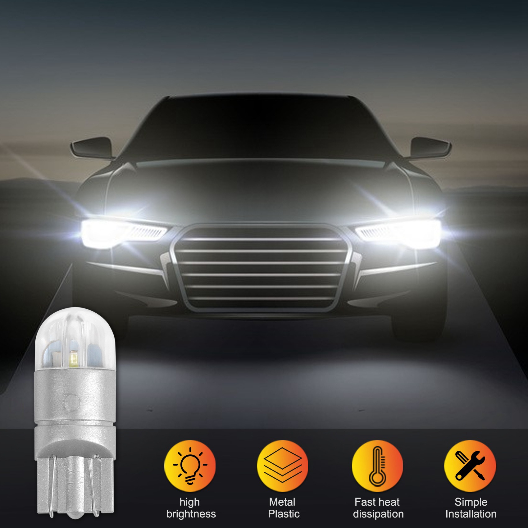 

10шт 6000K Canbus T10 168 194 W5W Купольная лицензионная боковая габаритная светодиодная лампочка белый