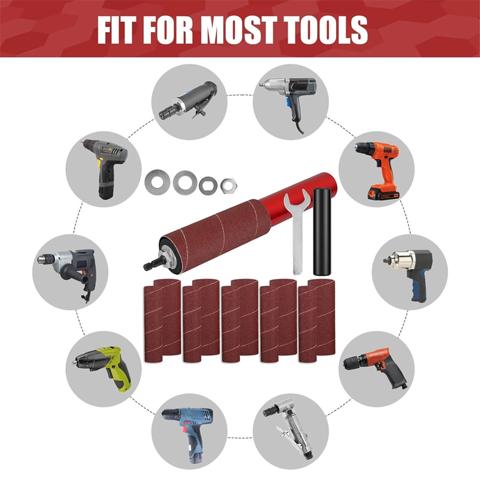 Комплект барабанной шлифовальной машины, Адаптер для шпинделя резинового шлифовального барабана, барабан с наждачной бумагой с зернистостью 120, Шлифовальные втулки, электрическая дрель