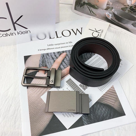Классический мужской ремень Calvin Klein с двойной пряжкой из вольфрамовой стали в подарочной коробке