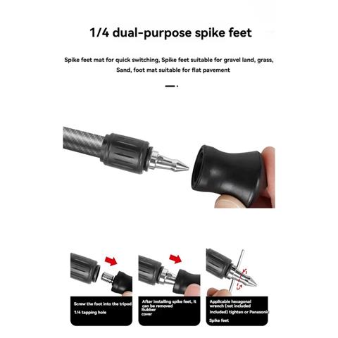 3шт Универсальный Набор шипов для ножек штатива с резьбой 1/4 дюйма Ножки-моноподы для штатива из нержавеющей стали, запасные части для ножек