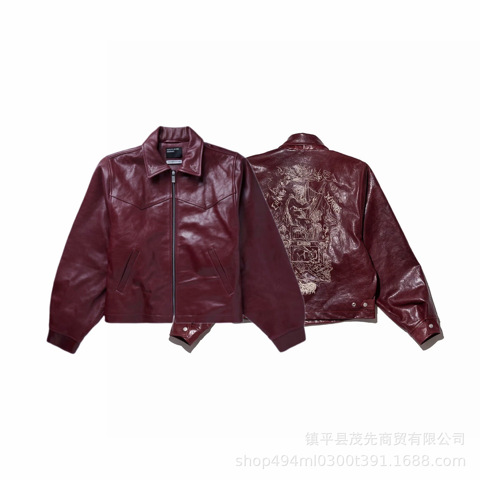 В Наличии ERD Melancholy Rich Second Generation 22FW Темно-зеленая Импортная КоротКая Кожаная КуртКа Из Овчины С МасляныМ Воском
