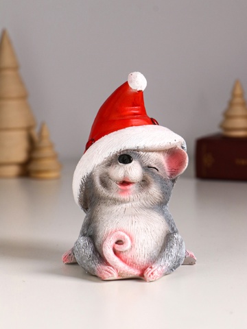 3 шт. Фигурка полистоун 'Мышонок новогодний', 11x7.5x8.5 см