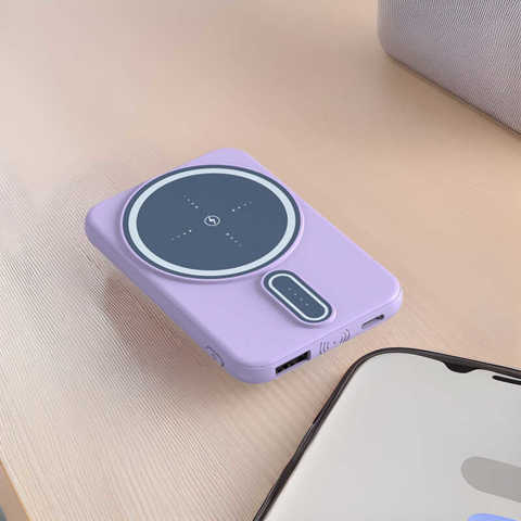 Беспроводной Power Bank Magsafe С Магнитным Креплением Мини Большой Емкости 5000 Мач Портативное Зарядное Устройство