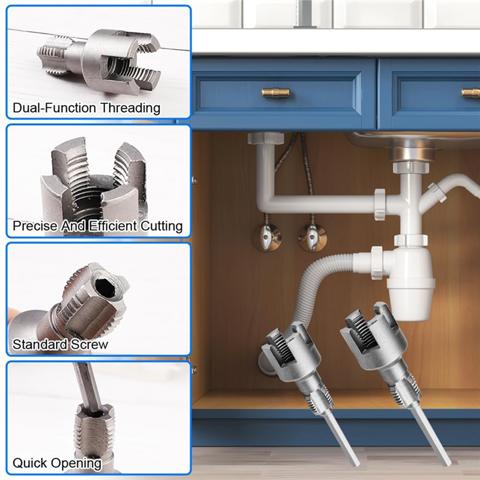 Для нарезания резьбы на пластиковых трубах из полипропилена, встроенный набор метчиков для нарезания внутренней и внешней резьбы на трубах (1/2"+ 3/4")