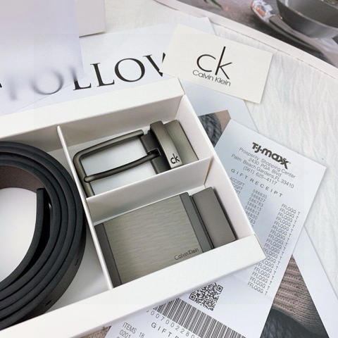 Классический мужской ремень Calvin Klein с двойной пряжкой из вольфрамовой стали в подарочной коробке