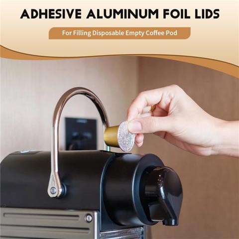 100шт Клейкие крышки из алюминиевой фольги, уплотнители, наклейки для наполнения одноразовых пустых кофейных капсул Nespresso, Многоразовая крышка 37 мм