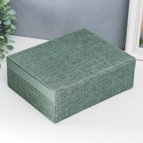 Шкатулка для украшений 'Зелёный чемодан', искусственная кожа, комбинированная, 8x18x23 см