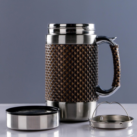 3 шт. Термокружка TAKE IT EASY 'Великан.Рептилия', 450 мл, 16x8 см, сохраняет тепло 2 ч, сито, нержавеющая сталь