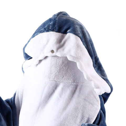 Носимый спальный мешок с акулой, мягкое уютное фланелевое одеяло с капюшоном для взрослых женщин, мужской костюм, M 6, 7x4, 1 дюйма