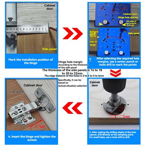 Приспособление для крепления фурнитуры шкафа Приспособление для крепления дверной петли шкафа Инструмент для разметки шаблона скрытой петли для петель диаметром 26/35 мм