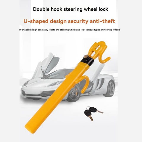 Блокировка рулевого колеса Противоугонное устройство Блокировка колеса Выдвижными двойными крючками Автомобильный Замок с 2 ключами для обеспечения безопасности автомобиля