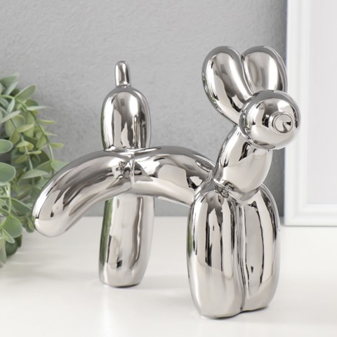 Фигурка керамика 'Воздушный шарик - писающая собачка', серебро, 10.5x23x20 см