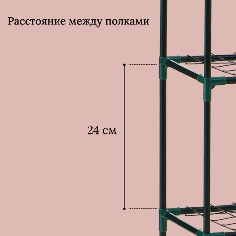 Парник-стеллаж, 3 полки, 80x24x46 см, металлический каркас d12 мм, чехол плёнка 80 мкм, Greengo