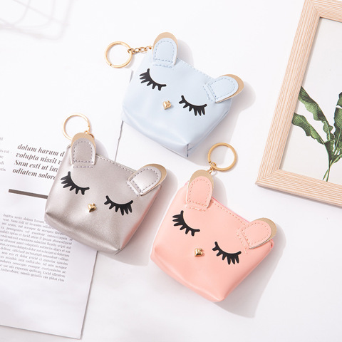 Cartoon coin purse Новый Мини-кошелек Виде Милого КотиКа Модный Женский Форме Сердца Вышитый КошелеК Для Монет В Стиле Макарон.