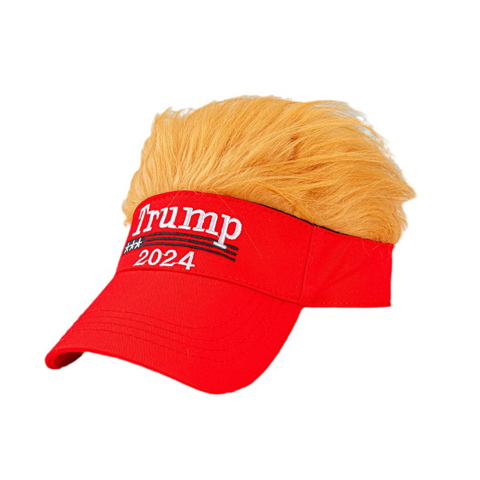 Шляпа Дональда Трампа 2024 года с вышитой красной бейсболкой MAGA с париком