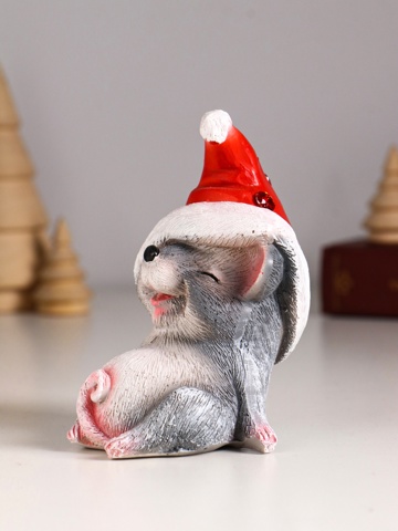 3 шт. Фигурка полистоун 'Мышонок новогодний', 11x7.5x8.5 см