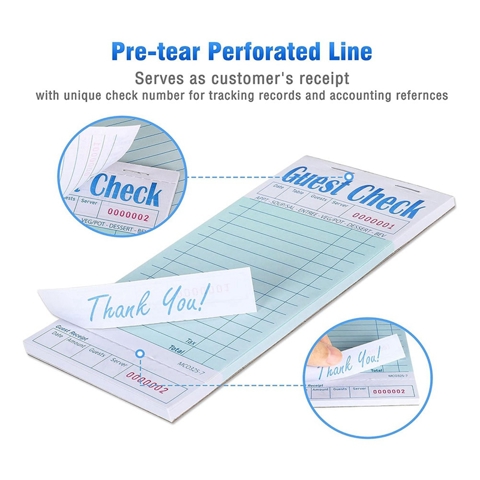 Чековая книжка для гостей, 20 штук в упаковке, Блокноты для заметок официанта, Аксессуары для официанток, Принадлежности для ресторана, Блокноты для заказов, всего 1000 штук, Долговечные