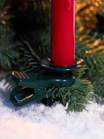 Светодиодные 'Свечи на прищепках красные' 11 см, набор 10 шт., 10 LED, от батареек ААх10, пульт, свечение тёплое белое