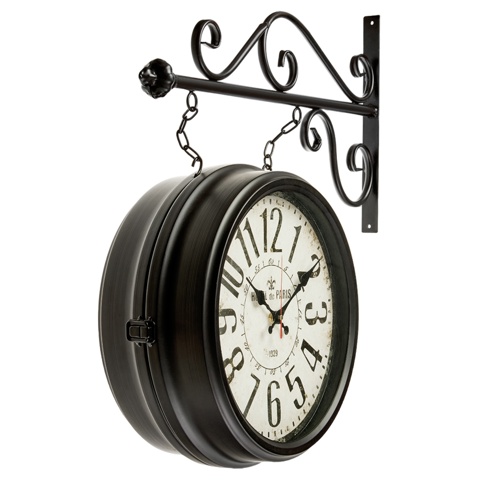 Часы настенные интерьерные 'Вокзальные', кварцевые, двусторонние, на подвесе, 55x50 см, от батареек 2xАА