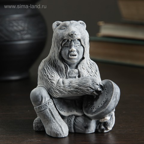 2 шт. Фигурка 'Шаман в шкуре медведя с бубном', 8.5 см