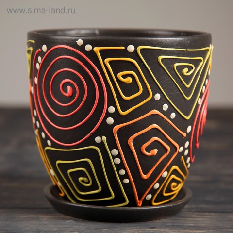 Горшок для цветов 'Радуга', 8.5 л, d26 см, h23.5 см, керамика, с поддоном, коричневый