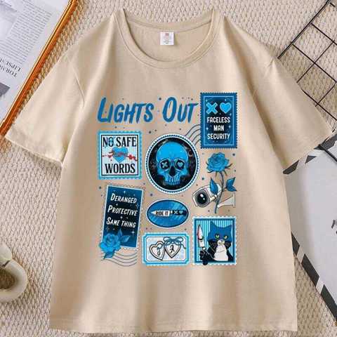 Футболка Lights Out T-Shirt Dark Romance Reader Графическим Принтом Хлопковая Футболка Высокого Качества С КоротКими Рукавами