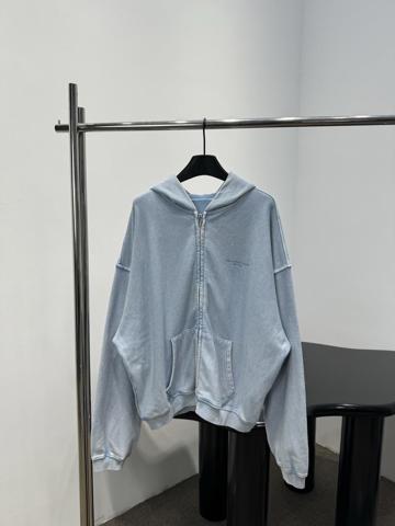 Толстовка Alexander Wang 2026 с кристаллами и стразами капюшон оверсайз голубая хлопок джерси вышивка логотип свободный крой