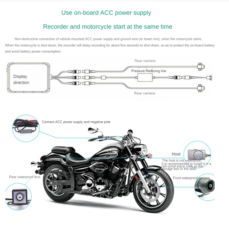 

Видеорегистратор для вождения мотоцикла Водонепроницаемый видеорегистратор с двумя камерами для всех функций аудиозаписи мотоцикла Аксессуары