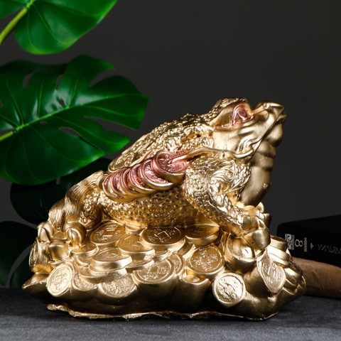 2 шт. Фигурка гипс 'Жаба на деньгах', большая, 25x34x20 см